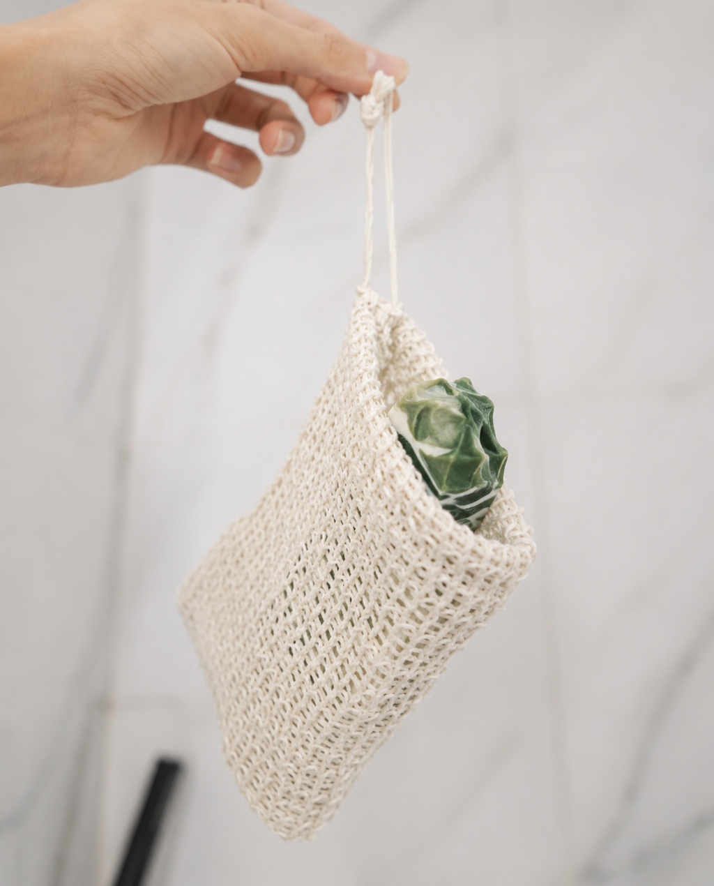 Woven Exfoliating Soap Bag & Bar Soap Saver